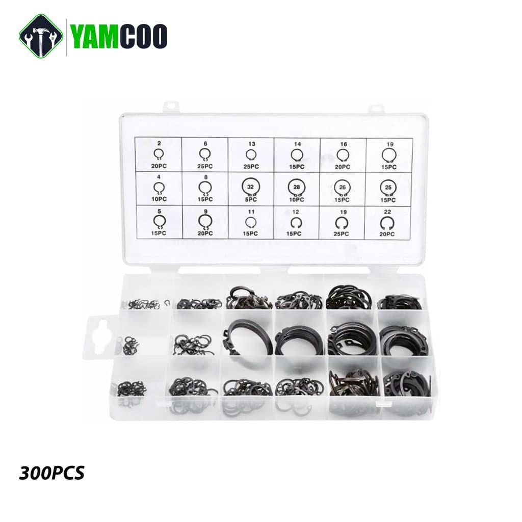 Kit Pinces à Circlips MAMIELIZ - 4 Pinces + 300 Anneaux Pour Mécanique Auto Et Bricolage