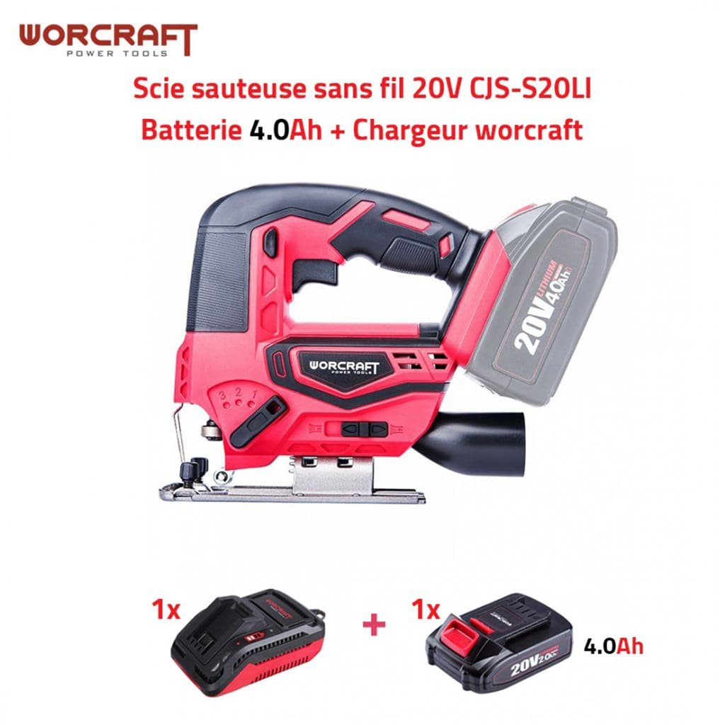 Scie Sauteuse Sans Fil Energizer 20V - 2300 OPM, Coupe Bois 80mm/métal 6mm, 2 Batteries Incluses